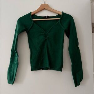 Lulu's Kelly Green Cropped Sweetheart Neckline Sweater